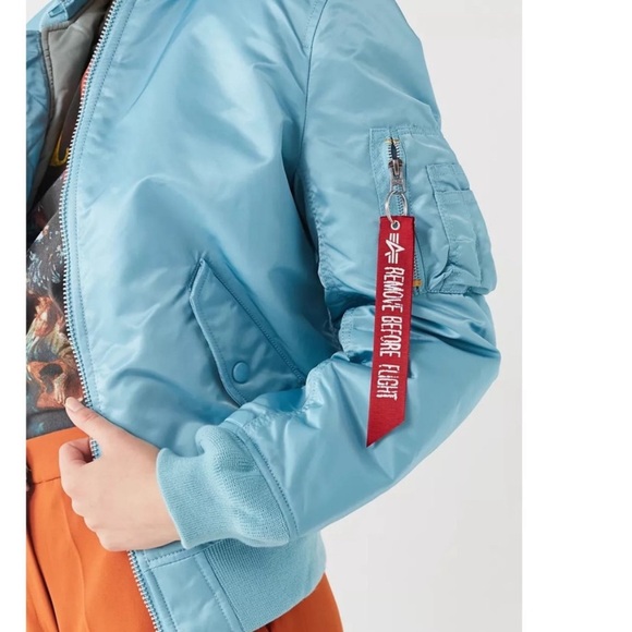 Alpha Industries MA-1 blue bomber jacket with hood size small - Picture 13 of 13